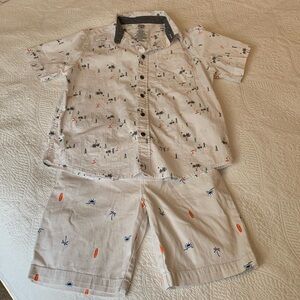 Wonder Nation short sleeve stretch button up shirt with coordinating shorts
